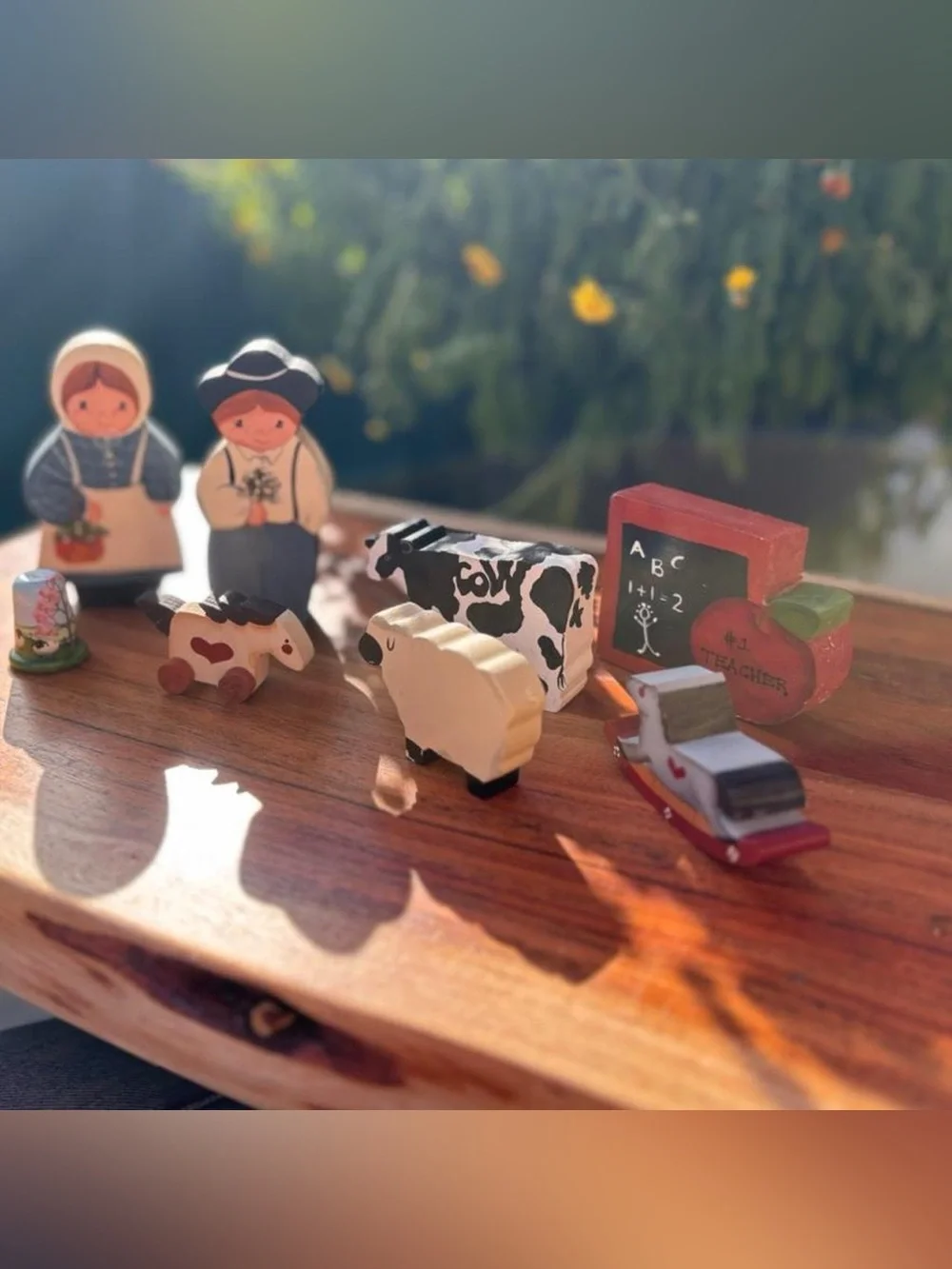 90s Hand Painted Wooden Farm Figurines